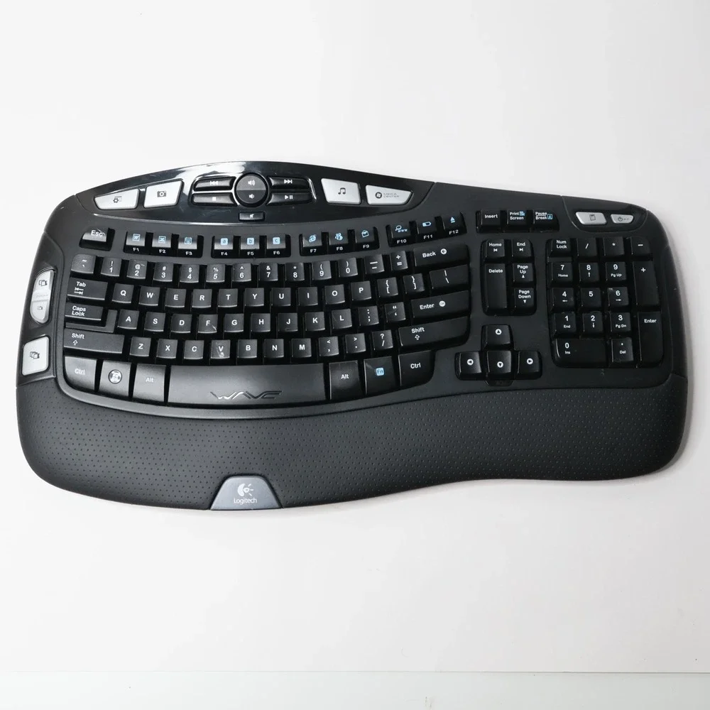 Logitech K350 Wireless Wave Ergonomic Keyboard Black Multimedia M/N Y-R0009